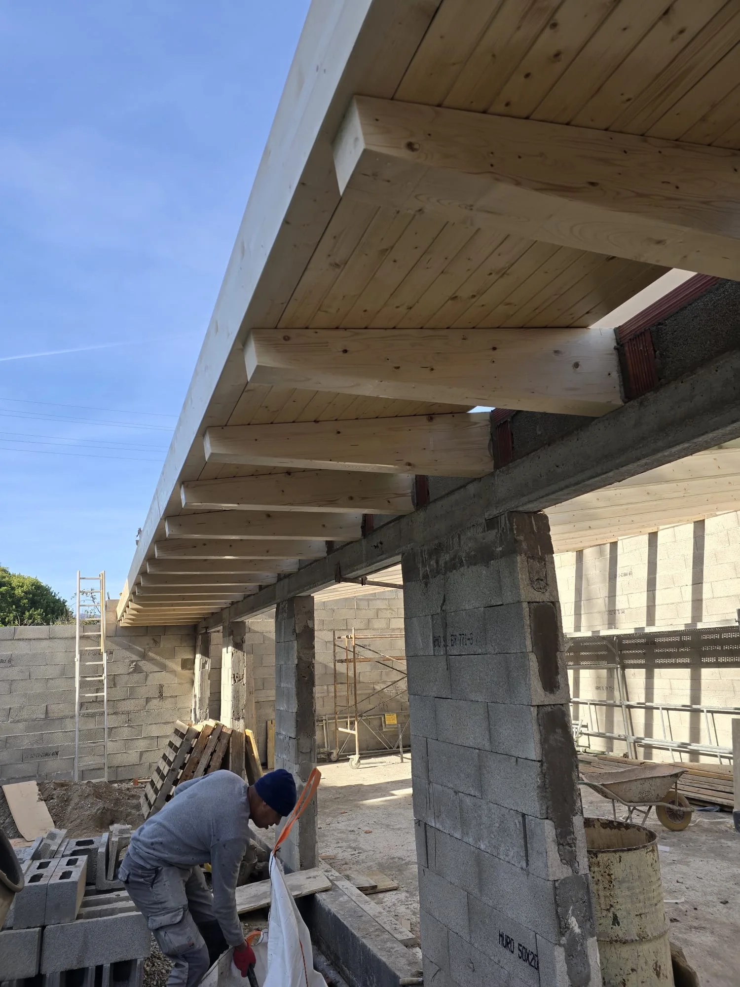 Estructura de madera laminada y paneles Caliplac